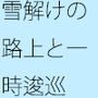 雪が溶けた路上 駅の北側を通って・・・・目に見えないエンタ競争にあっぷあっぷしながら